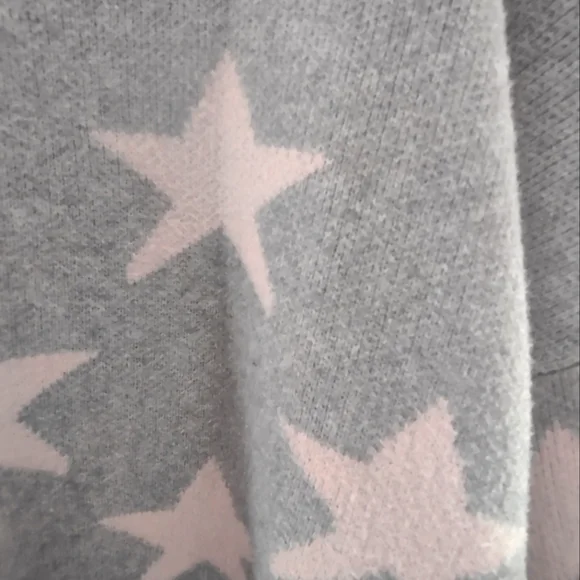 ADORA Soft Gray V-Neck Sweater with Pink Stars - Picture 2 of 8